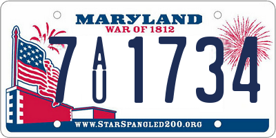 MD license plate 7AU1734