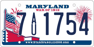 MD license plate 7AU1754