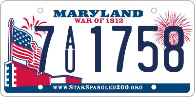 MD license plate 7AU1758