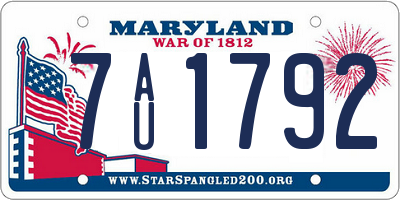 MD license plate 7AU1792