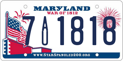 MD license plate 7AU1818