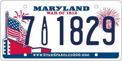 MD license plate 7AU1829
