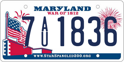 MD license plate 7AU1836