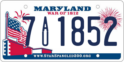 MD license plate 7AU1852