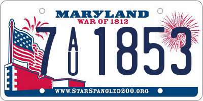 MD license plate 7AU1853