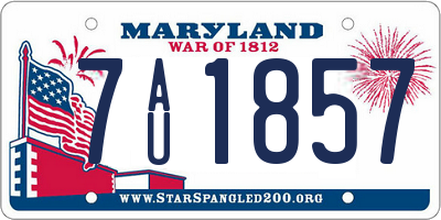 MD license plate 7AU1857