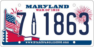 MD license plate 7AU1863