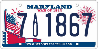MD license plate 7AU1867