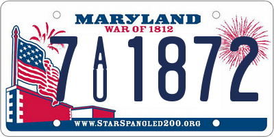 MD license plate 7AU1872