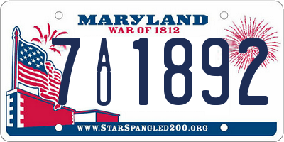 MD license plate 7AU1892