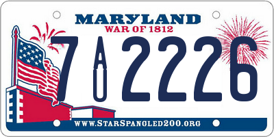 MD license plate 7AU2226