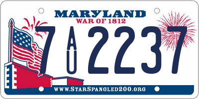 MD license plate 7AU2237