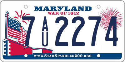 MD license plate 7AU2274