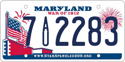 MD license plate 7AU2283