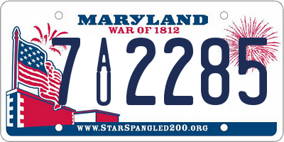MD license plate 7AU2285