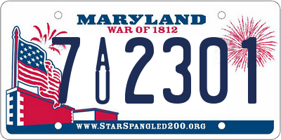 MD license plate 7AU2301