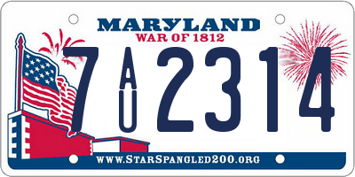 MD license plate 7AU2314
