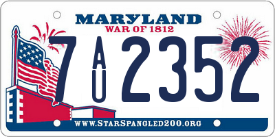 MD license plate 7AU2352