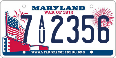 MD license plate 7AU2356