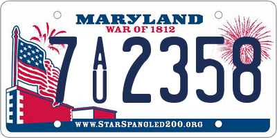 MD license plate 7AU2358