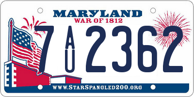 MD license plate 7AU2362