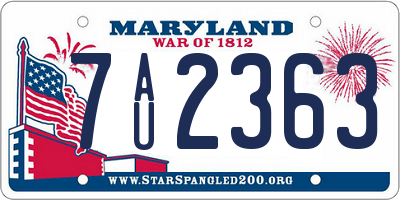 MD license plate 7AU2363
