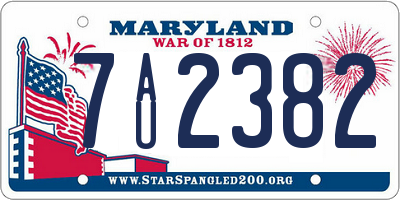 MD license plate 7AU2382
