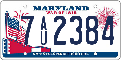 MD license plate 7AU2384