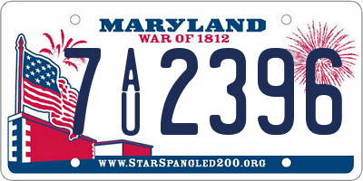 MD license plate 7AU2396
