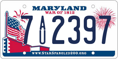 MD license plate 7AU2397
