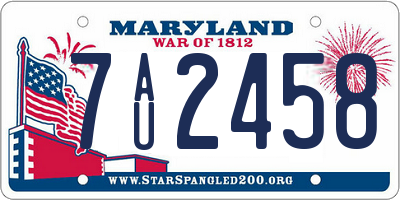 MD license plate 7AU2458