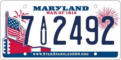 MD license plate 7AU2492