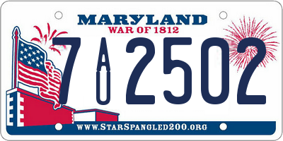 MD license plate 7AU2502
