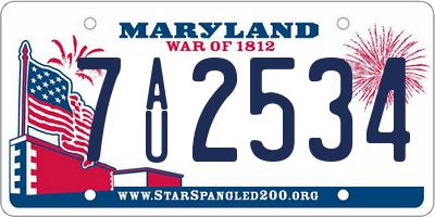 MD license plate 7AU2534