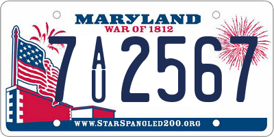 MD license plate 7AU2567
