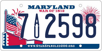 MD license plate 7AU2598