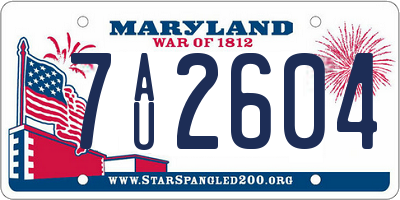 MD license plate 7AU2604