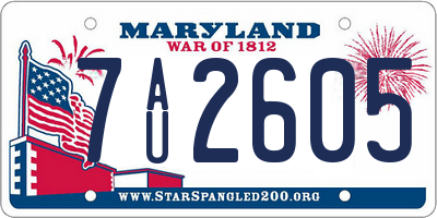 MD license plate 7AU2605