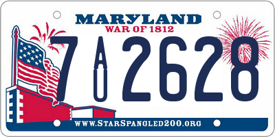 MD license plate 7AU2628