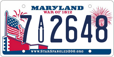 MD license plate 7AU2648