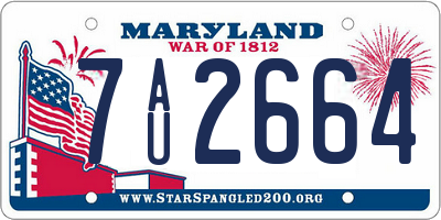 MD license plate 7AU2664