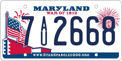 MD license plate 7AU2668