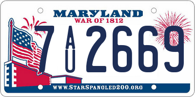 MD license plate 7AU2669