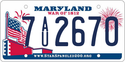 MD license plate 7AU2670