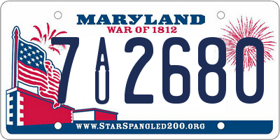 MD license plate 7AU2680