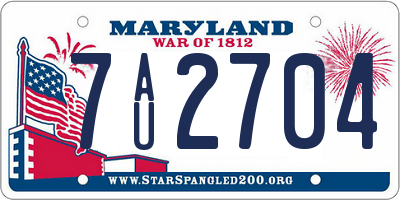 MD license plate 7AU2704