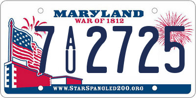 MD license plate 7AU2725