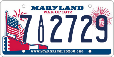 MD license plate 7AU2729