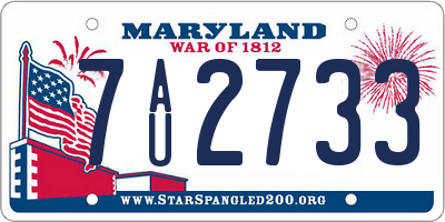 MD license plate 7AU2733