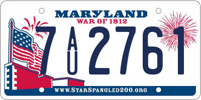 MD license plate 7AU2761